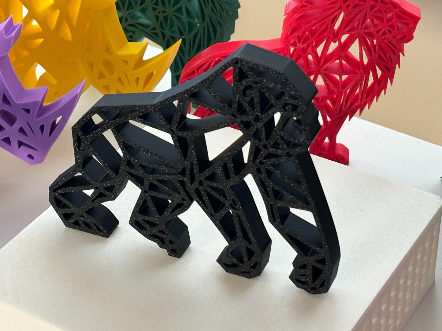 Obsidian black guerilla gorilla statue figure animal - BatCountryCraftsUSA