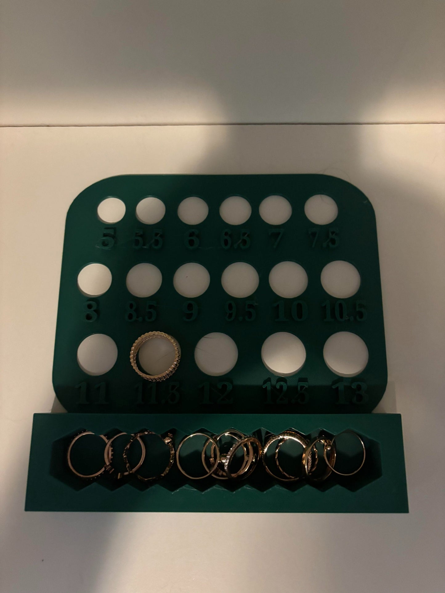 Green Ring Sizer & Holder 2-in-1 | Jewelry Making Tool | Multifunctional Organizer