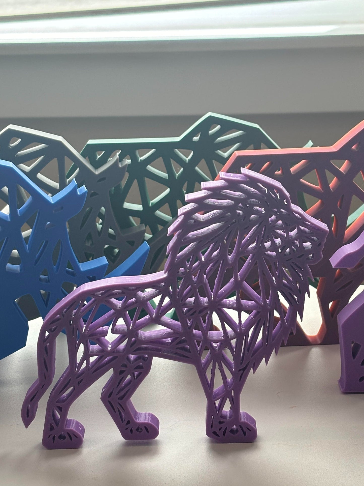 Magenta geometric lion display gift - BatCountryCraftsUSA
