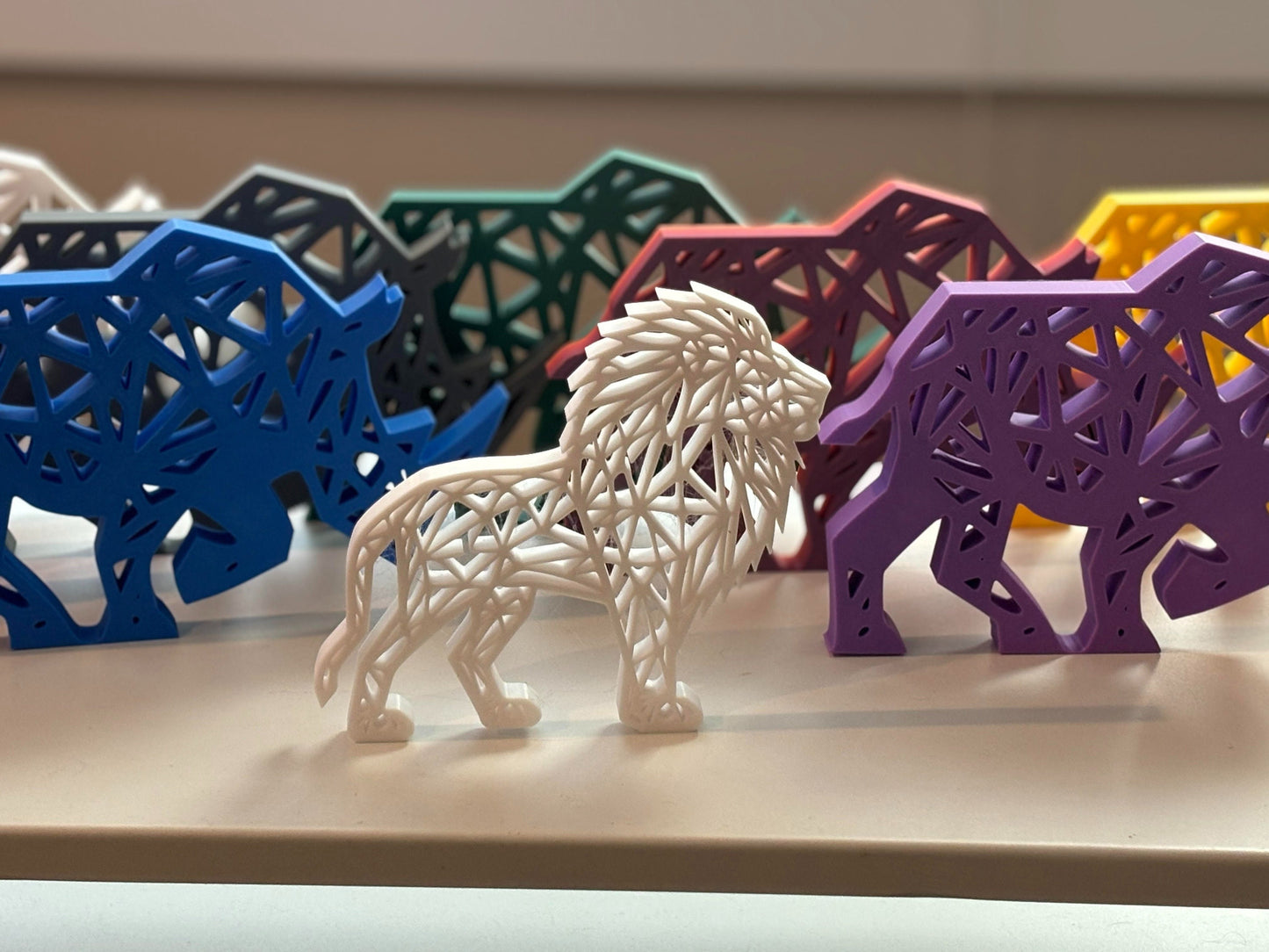 White lion kimba style figurine geometric
