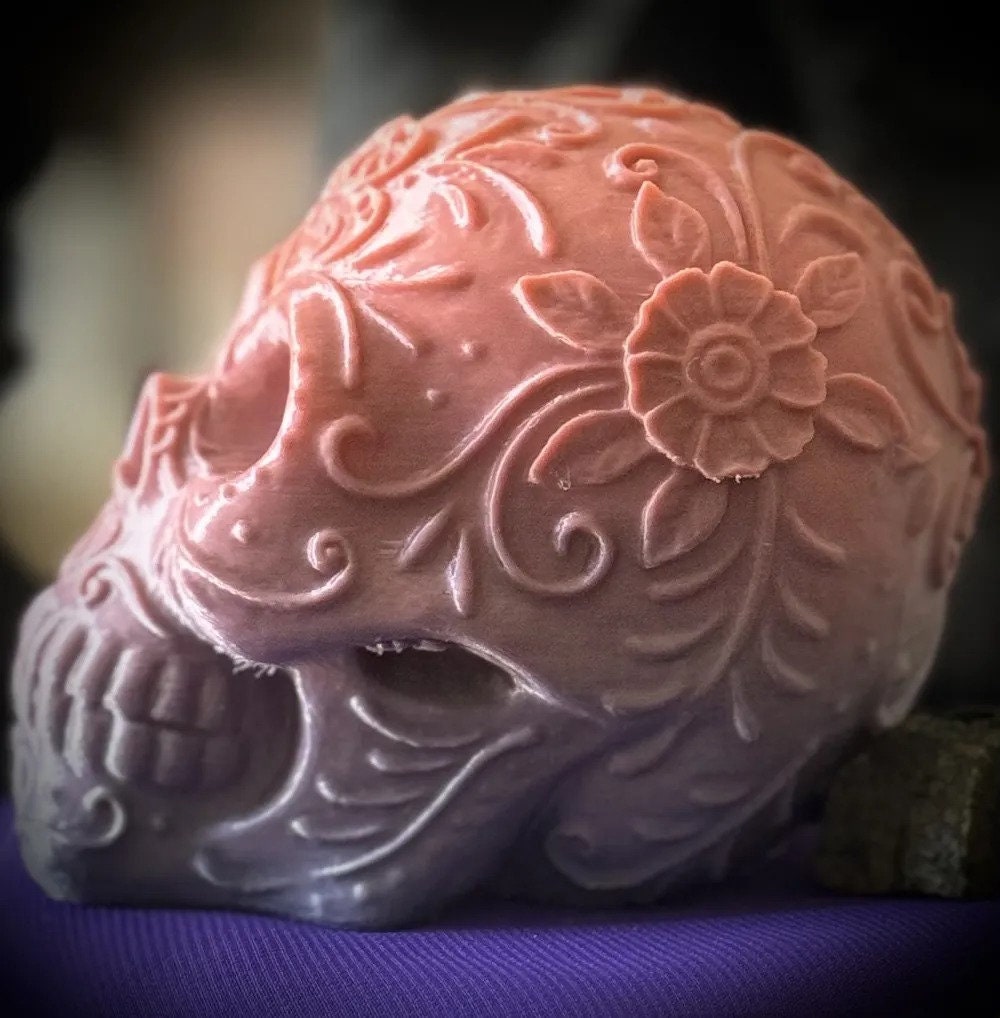 Floral Detail Halloween Skull - Unique Decorative Skull with Elegant Floral Design - BatCountryCraftsUSA
