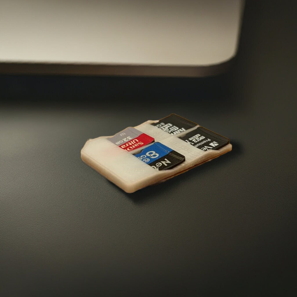Quad microSD Card Holder - Compact Storage for Four microSD Cards, SD Card Size - BatCountryCraftsUSA