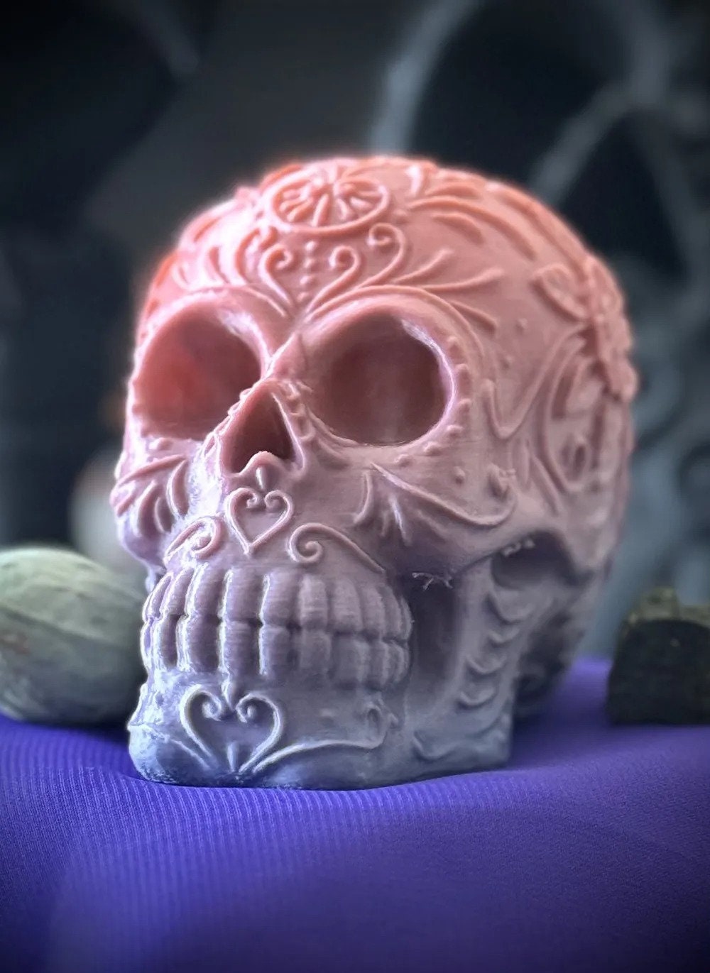 Floral Detail Halloween Skull - Unique Decorative Skull with Elegant Floral Design - BatCountryCraftsUSA