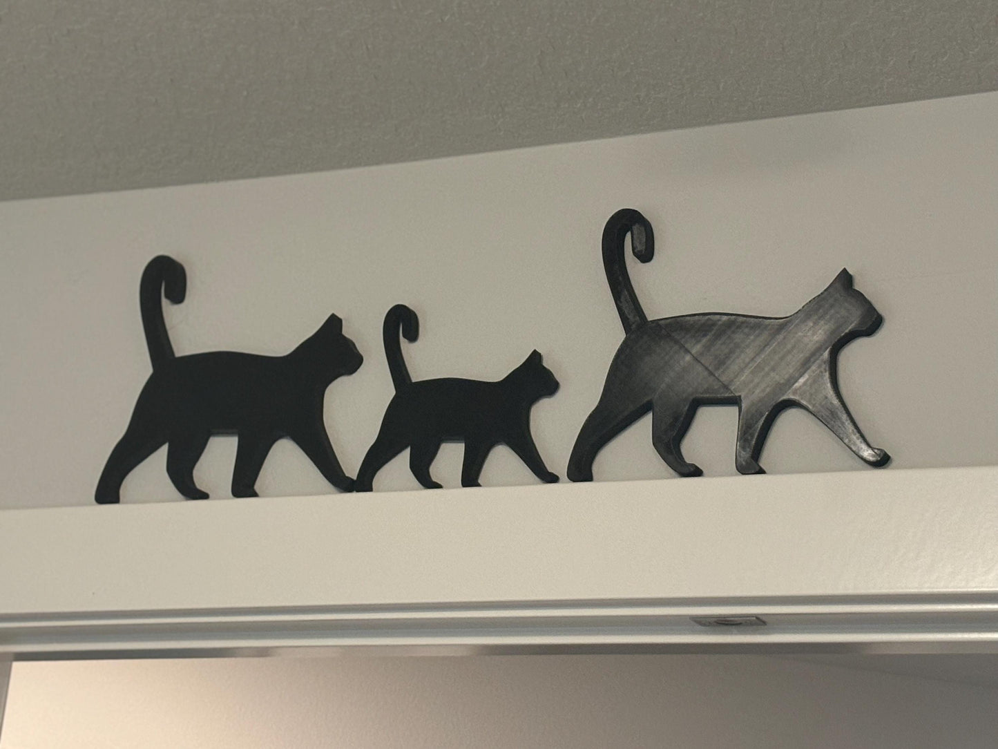 Walking Black Cat Family Door Topper Set of 3 | Halloween Cat Décor | Door Frame Toppers | Black Cat Shelf Décor | Multiple Sizes - BatCountryCraftsUSA
