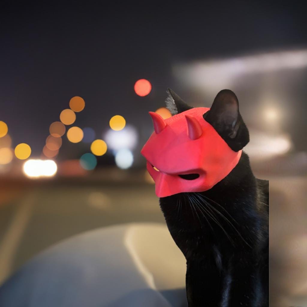 Devil Cat Mask | Pet Costume | Halloween Cat Outfit | Superhero Cosplay Mask | Funny Cat Accessories | Costume for Cats | Kitty Dress Up - BatCountryCraftsUSA
