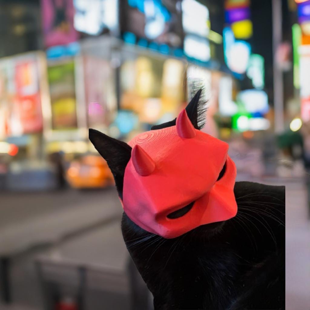 Devil Cat Mask | Pet Costume | Halloween Cat Outfit | Superhero Cosplay Mask | Funny Cat Accessories | Costume for Cats | Kitty Dress Up - BatCountryCraftsUSA