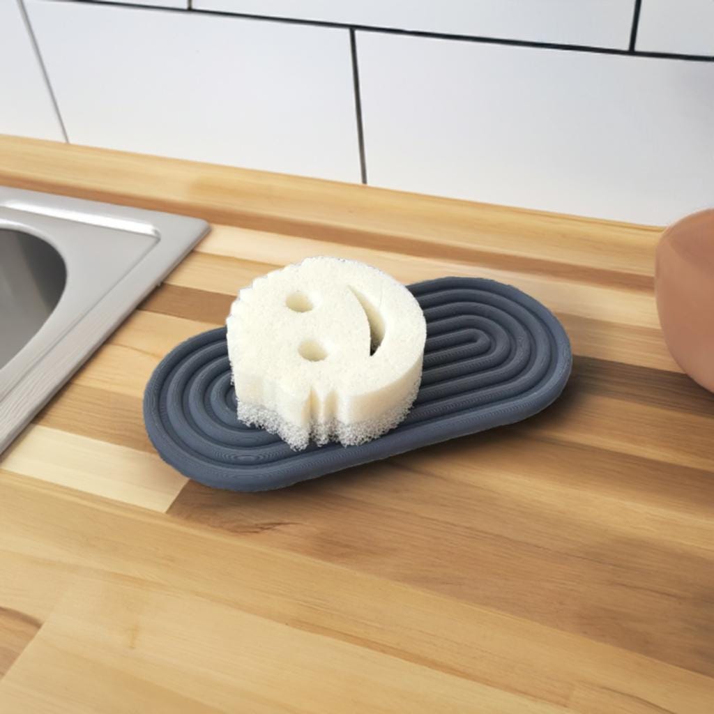 Sponge Holder for Kitchen | Soap Dish - Dish Scrubber Tray- Draining Tray for Sponges, Scrubbers, and Soap, Keeps Counters Dry and Organized - BatCountryCraftsUSA