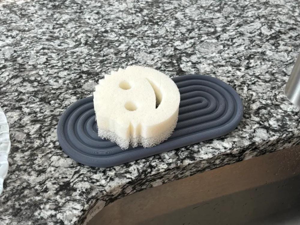 Sponge Holder for Kitchen | Soap Dish - Dish Scrubber Tray- Draining Tray for Sponges, Scrubbers, and Soap, Keeps Counters Dry and Organized - BatCountryCraftsUSA