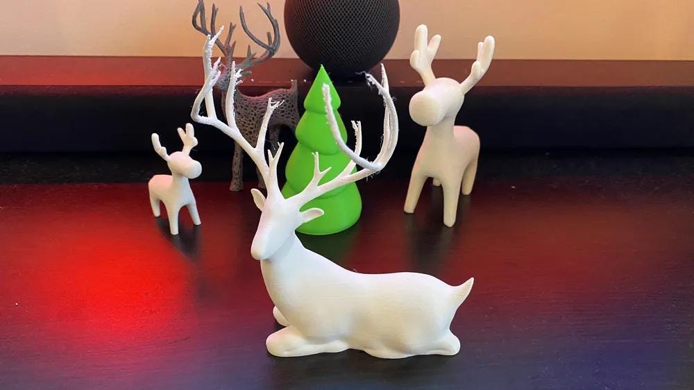 Laying Christmas Deer | Peaceful Winter Reindeer Figure | Holiday Deer Display | Elegant Resting Deer Decor | Mantel Accent Piece - BatCountryCraftsUSA