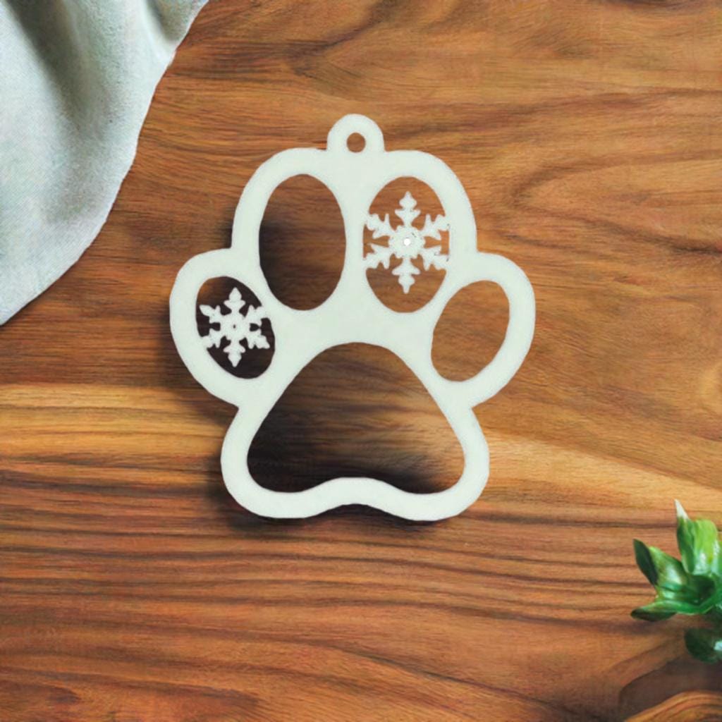 Pet Paw Christmas Ornament - Holiday Memory Bauble Dog Cat Memorial Gift - Animal Print Tree Decoration Family Pet Keepsake - BatCountryCraftsUSA