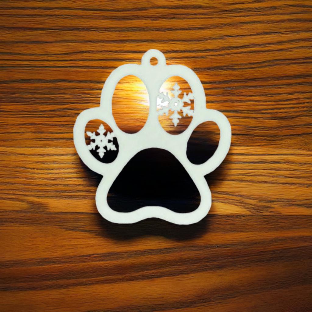 Pet Paw Christmas Ornament - Holiday Memory Bauble Dog Cat Memorial Gift - Animal Print Tree Decoration Family Pet Keepsake - BatCountryCraftsUSA