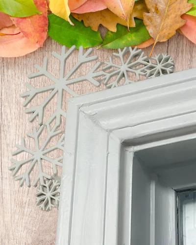 Snowflake Door Corner - Winter Door Frame - Accent Holiday Corner Decoration - Festive Edge Decor Christmas Door Art - Frost Design - BatCountryCraftsUSA