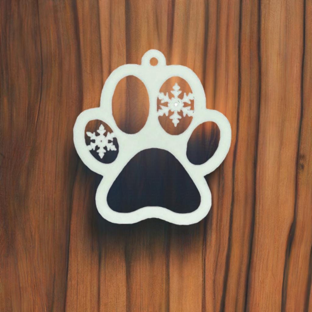 Pet Paw Christmas Ornament - Holiday Memory Bauble Dog Cat Memorial Gift - Animal Print Tree Decoration Family Pet Keepsake - BatCountryCraftsUSA