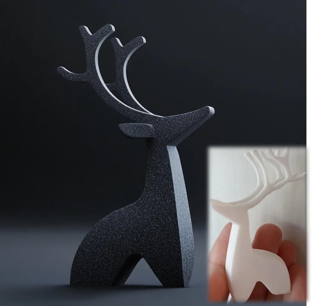 Christmas Deer - Sculpture Holiday Reindeer Display - Winter Animal Decor Festive Table Accent - Woodland Deer Art Magical Home Gift - BatCountryCraftsUSA
