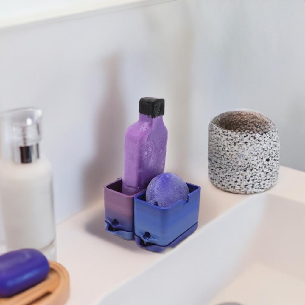 Modular Shower Soap Holder with Drain | Eco Hard Shampoo Bar Station | Bathroom Organizer | Custom Snap Together System - BatCountryCraftsUSA