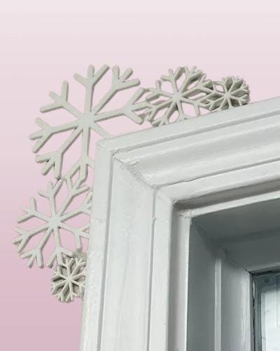 Snowflake Door Corner - Winter Door Frame - Accent Holiday Corner Decoration - Festive Edge Decor Christmas Door Art - Frost Design - BatCountryCraftsUSA