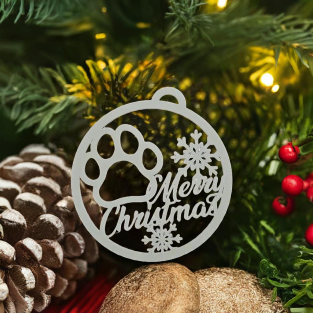Dog Paw Christmas Ornament - Holiday Pet Memory Bauble - Merry Christmas Pet Gift - Festive Paw Decoration - Dog Lover - Tree Decor - BatCountryCraftsUSA