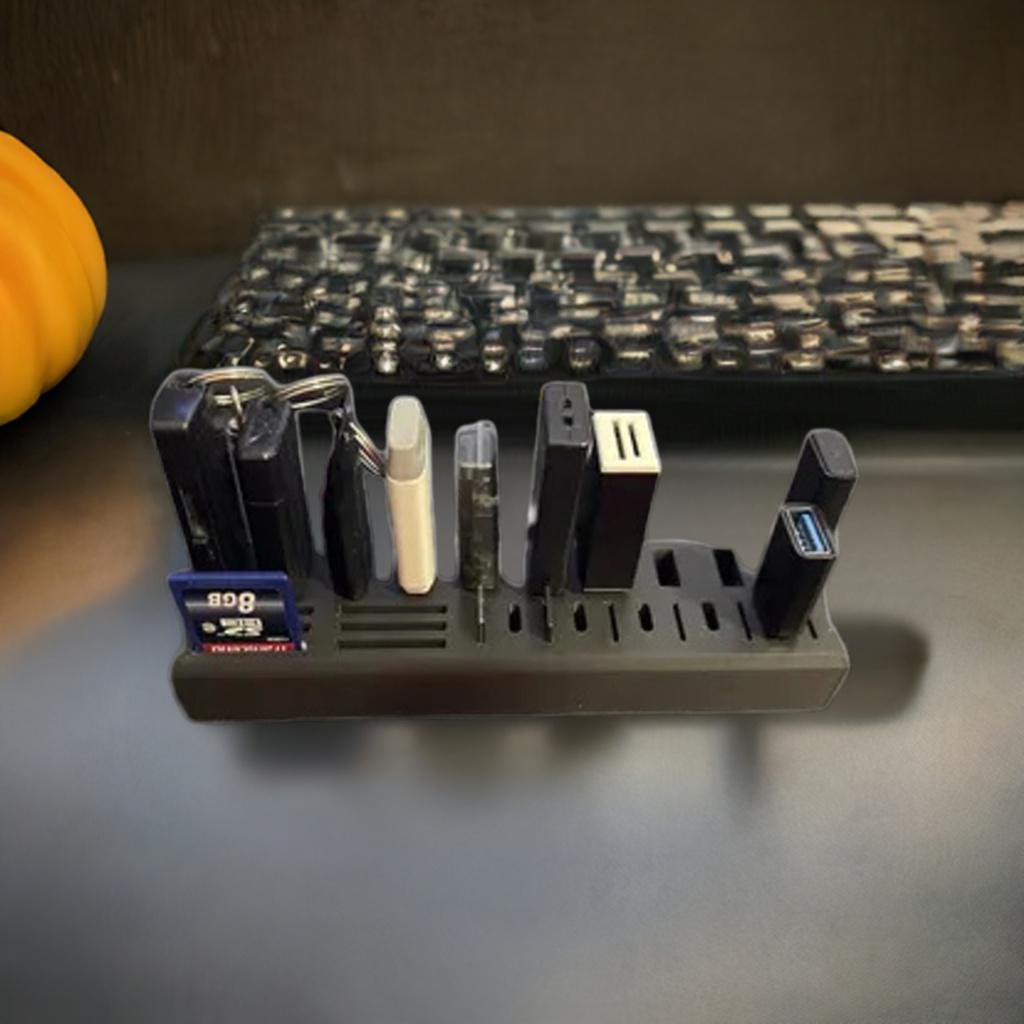 USB and SD Card Organizer | USB-C A Holder | Memory Card Storage | Desk Cable Management | Tech Organizer Stand - BatCountryCraftsUSA
