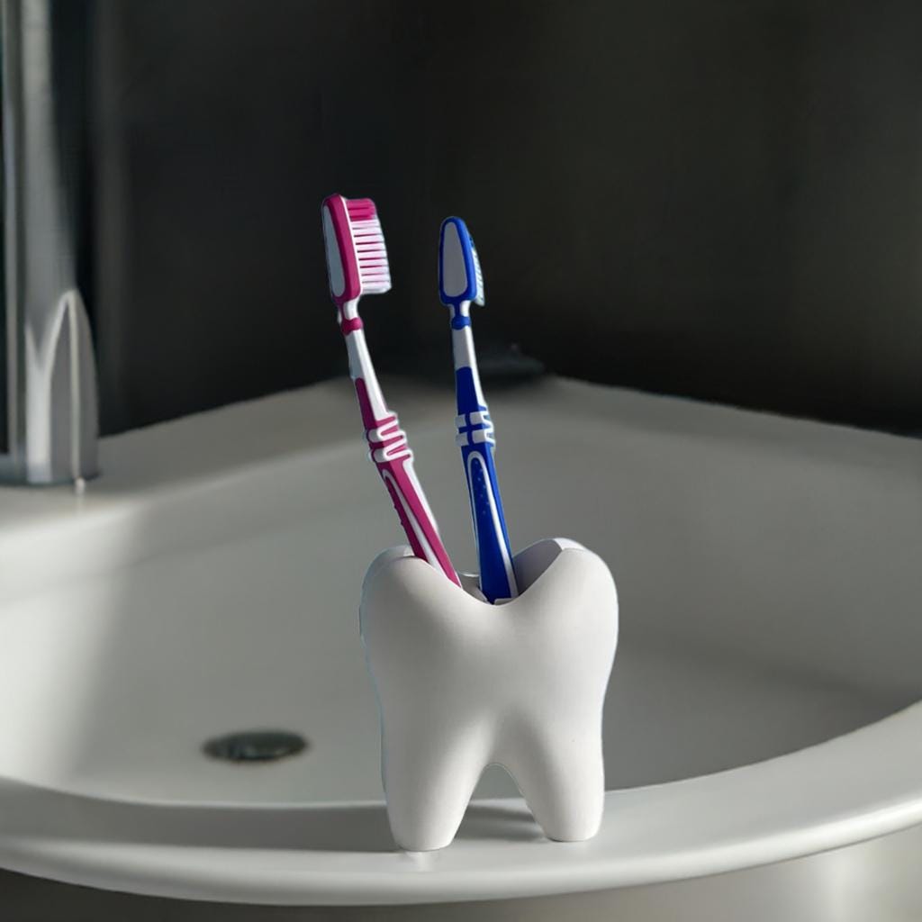 Tooth Shaped Toothbrush Holder | Dental Theme Bathroom Decor | Multiple Brush Stand | Fun Tooth Design | Kids Organizer - BatCountryCraftsUSA