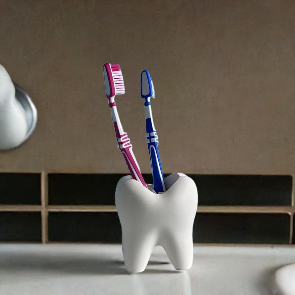 Tooth Shaped Toothbrush Holder | Dental Theme Bathroom Decor | Multiple Brush Stand | Fun Tooth Design | Kids Organizer - BatCountryCraftsUSA
