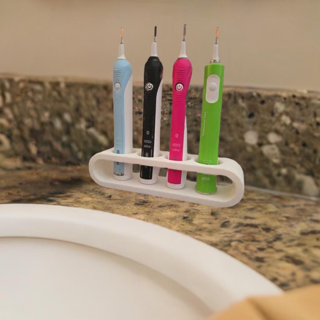 Oral-B Electric Toothbrush Family Charging Stand -Multi Brush Holder & Organizer Braun Compatible Storage Station Power Brush Mount Bath Hub - BatCountryCraftsUSA
