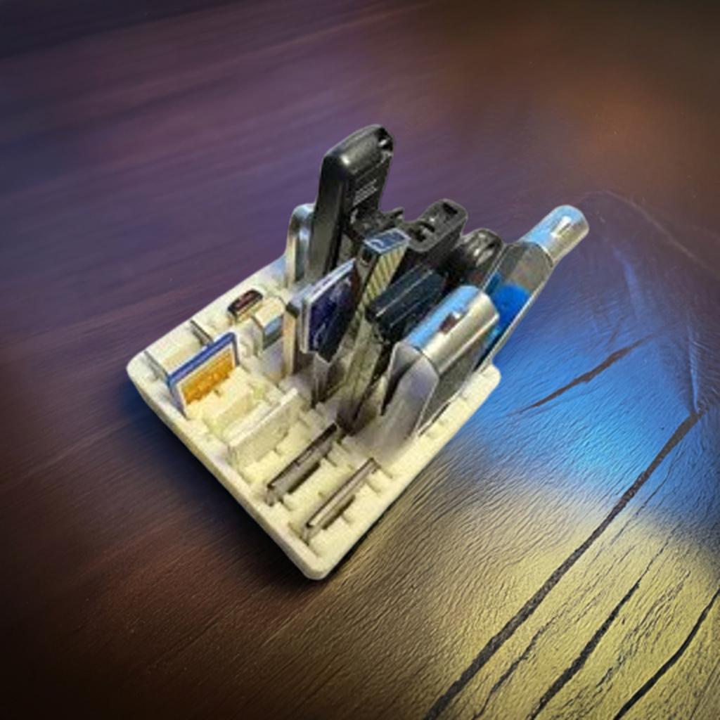 Gridfinity Memory Card Storage System -Professional USB, SD & MicroSD Organizer | Multi-Device Tech Holder | Grid Storage Solution-Media Hub - BatCountryCraftsUSA