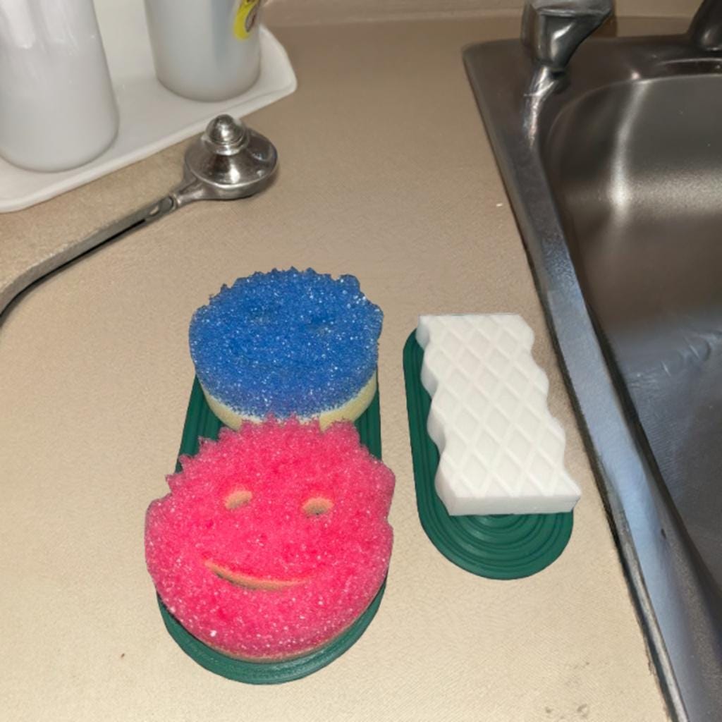 Sponge Holder for Kitchen | Soap Dish - Dish Scrubber Tray- Draining Tray for Sponges, Scrubbers, and Soap, Keeps Counters Dry and Organized - BatCountryCraftsUSA