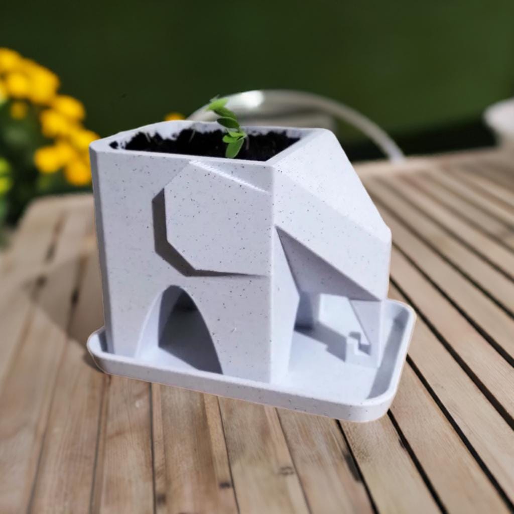 Low Poly Elephant Planter with Drainage | Modern Plant Holder | Succulent Pot | Geometric Animal Decor | Drip Tray Design - BatCountryCraftsUSA
