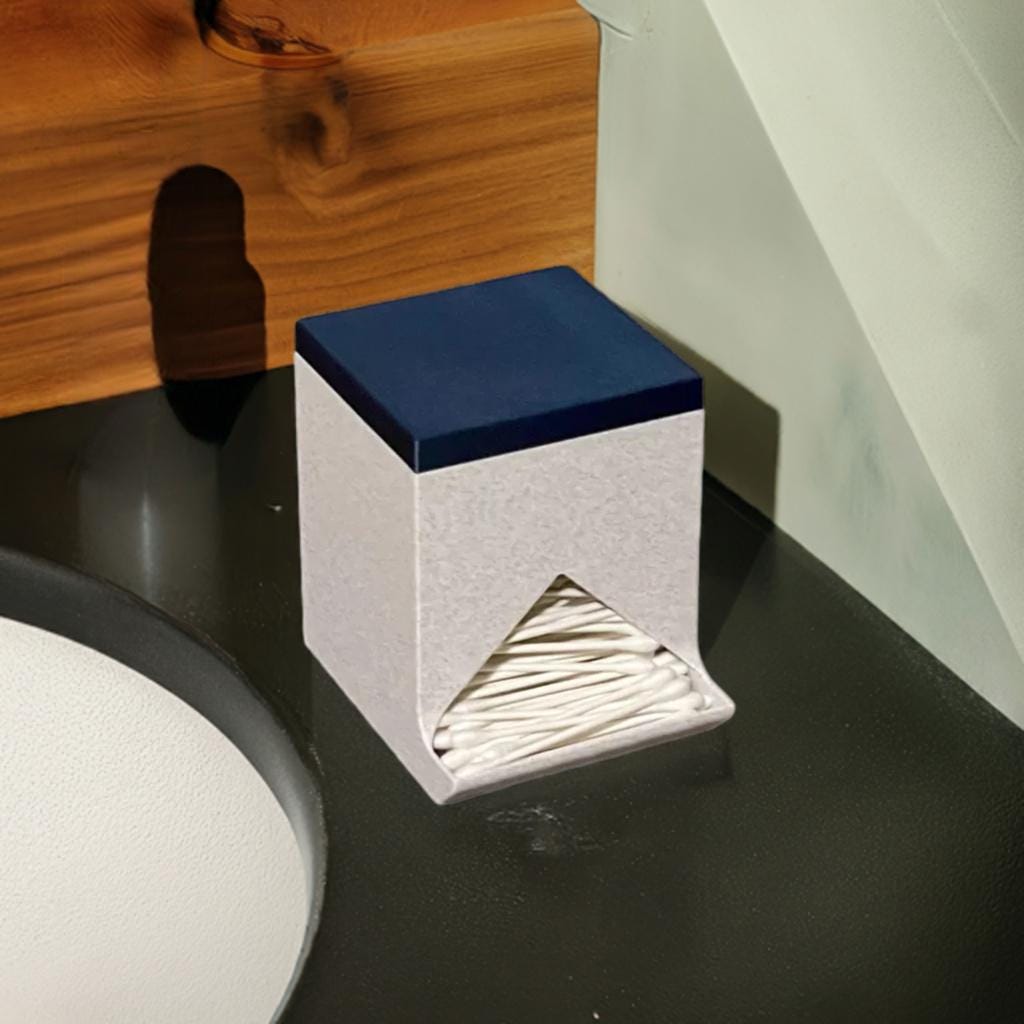 Large Cotton Swab Dispenser | Modern Q-tip Storage Container | Bathroom Vanity Organizer | Sleek Home Accessory Box - BatCountryCraftsUSA