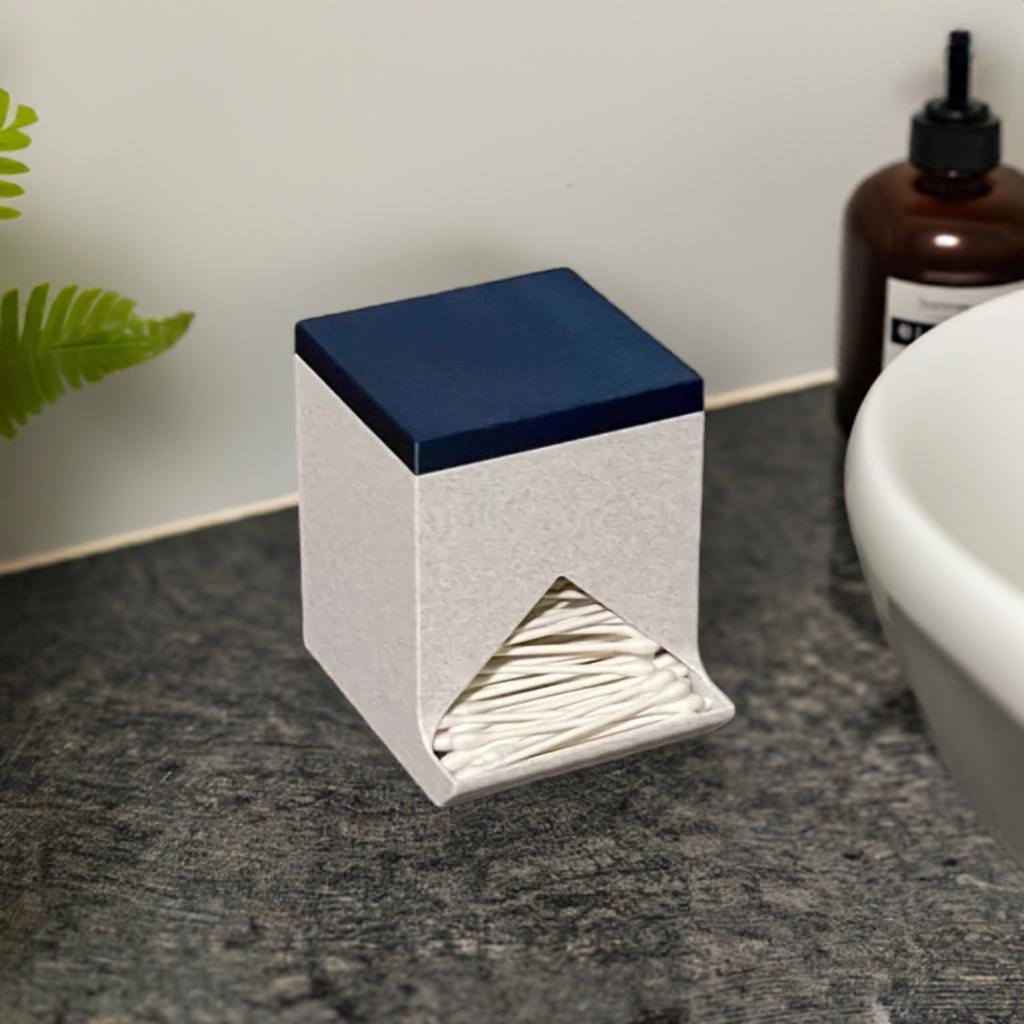 Large Cotton Swab Dispenser | Modern Q-tip Storage Container | Bathroom Vanity Organizer | Sleek Home Accessory Box - BatCountryCraftsUSA