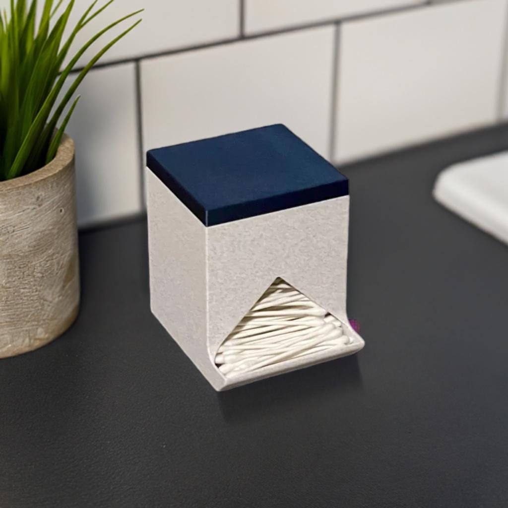 Large Cotton Swab Dispenser | Modern Q-tip Storage Container | Bathroom Vanity Organizer | Sleek Home Accessory Box - BatCountryCraftsUSA