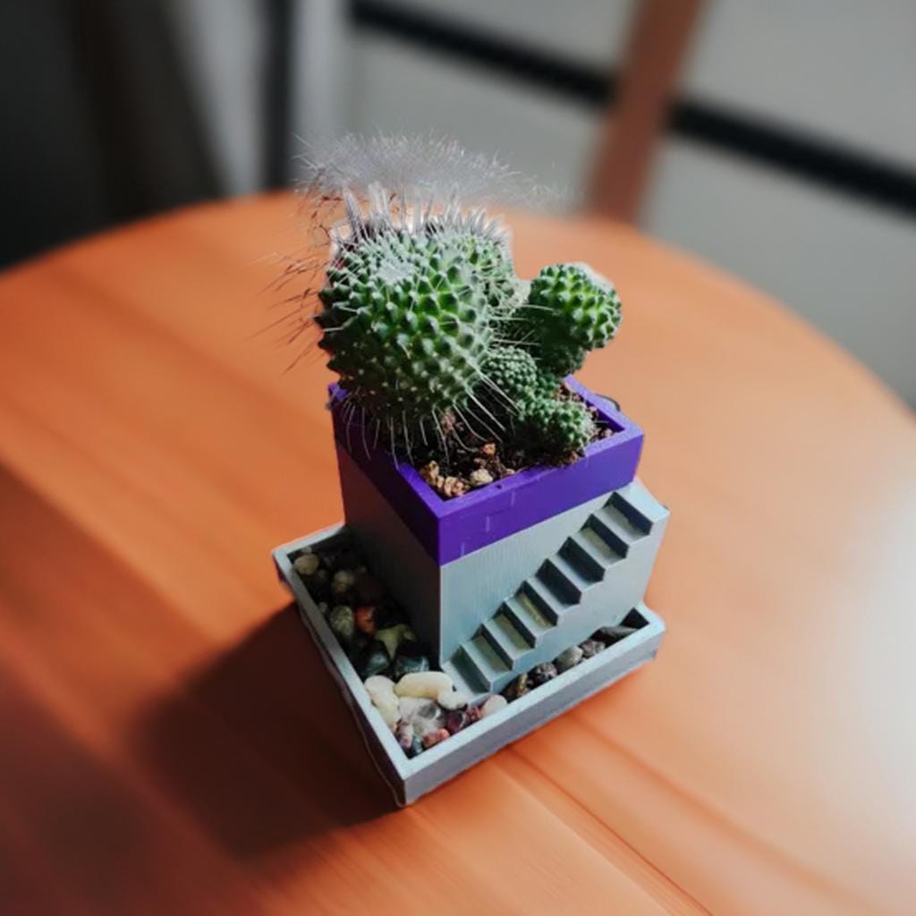 Stair Succulent Planter | Mini Plant Holder | Modern Geometric Desk Planter | Minimalist Indoor Garden Decor - BatCountryCraftsUSA