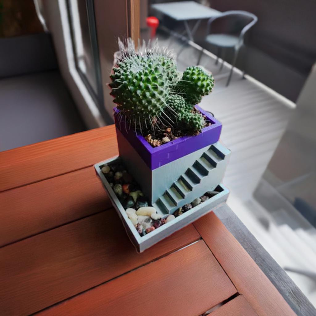 Stair Succulent Planter | Mini Plant Holder | Modern Geometric Desk Planter | Minimalist Indoor Garden Decor - BatCountryCraftsUSA