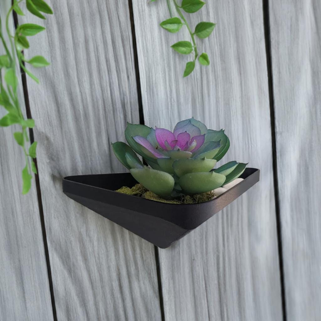 Triangular Floating Wall Planter | Minimalist Geometric Hanging Pot | Modern Home Decor | Easy Mount Plant Holder - BatCountryCraftsUSA