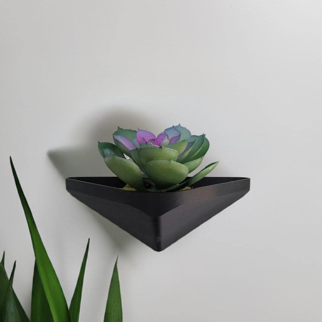 Triangular Floating Wall Planter | Minimalist Geometric Hanging Pot | Modern Home Decor | Easy Mount Plant Holder - BatCountryCraftsUSA