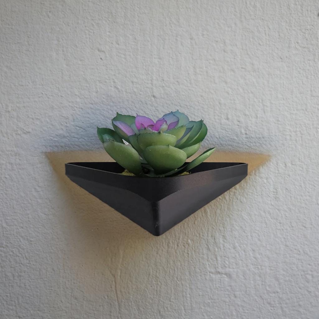 Triangular Floating Wall Planter | Minimalist Geometric Hanging Pot | Modern Home Decor | Easy Mount Plant Holder - BatCountryCraftsUSA