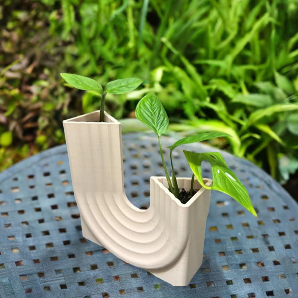 Modern Curved Planter with Drainage | Art Deco Style Plant Vase | Contemporary Plant Holder | Designer Plant Pot | Modern Home Decor - BatCountryCraftsUSA