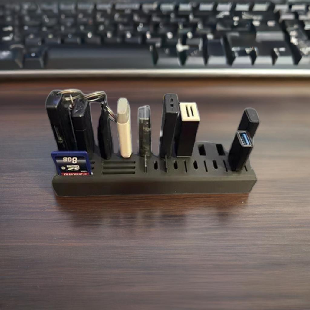USB and SD Card Organizer | USB-C A Holder | Memory Card Storage | Desk Cable Management | Tech Organizer Stand - BatCountryCraftsUSA