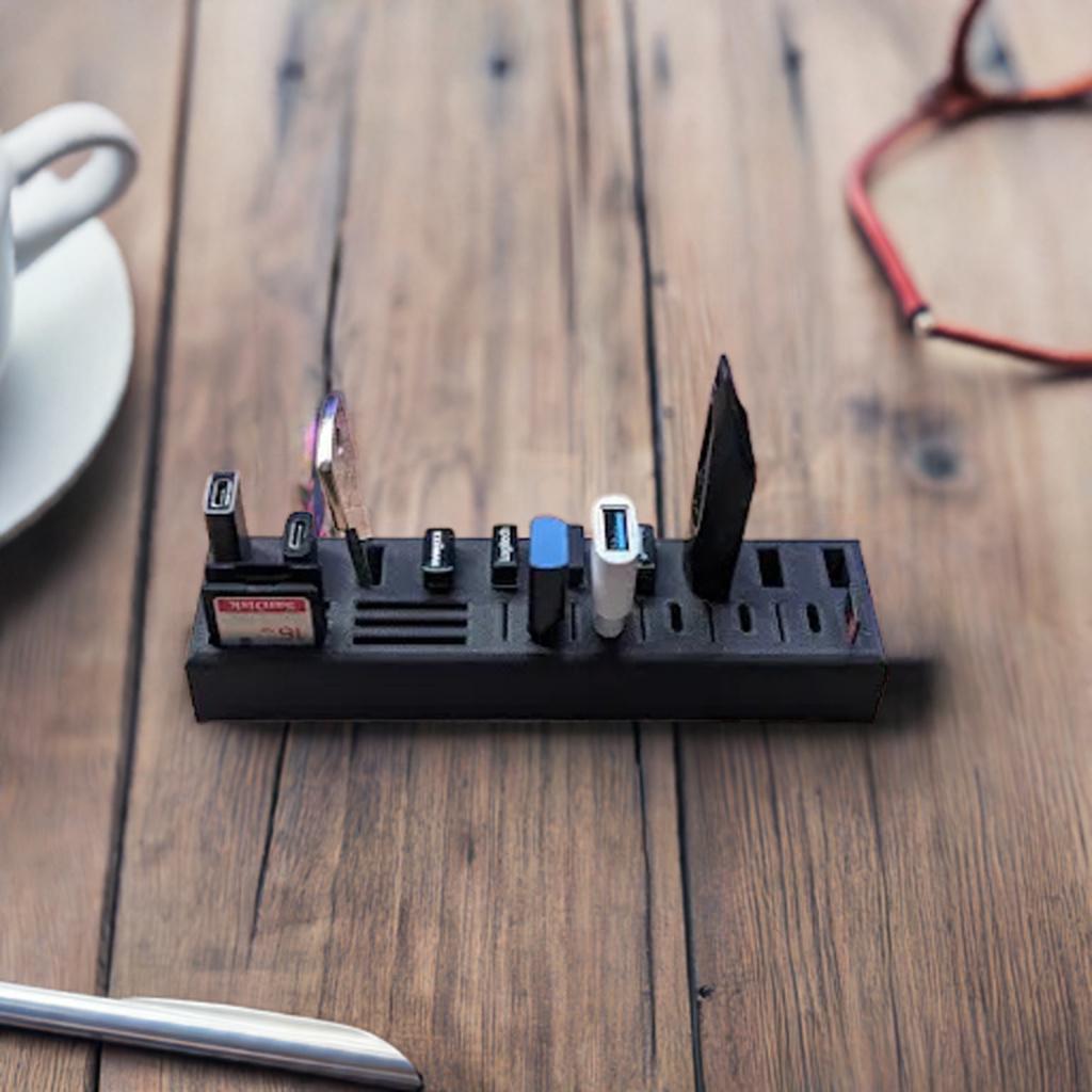 USB and SD Card Organizer | USB-C A Holder | Memory Card Storage | Desk Cable Management | Tech Organizer Stand - BatCountryCraftsUSA