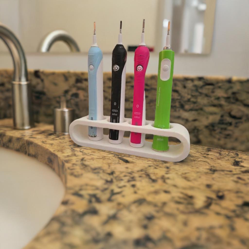 Oral-B Electric Toothbrush Family Charging Stand -Multi Brush Holder & Organizer Braun Compatible Storage Station Power Brush Mount Bath Hub - BatCountryCraftsUSA
