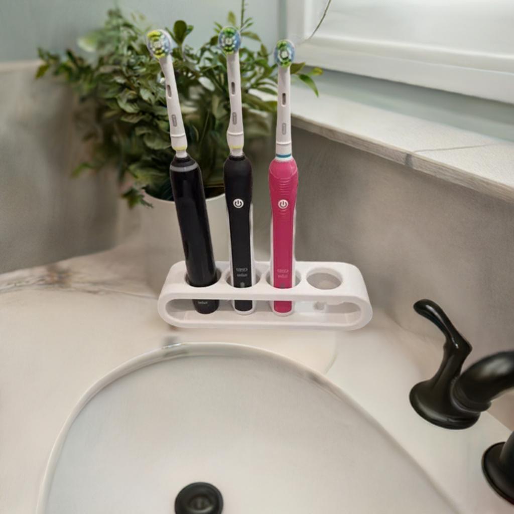 Oral-B Electric Toothbrush Family Charging Stand -Multi Brush Holder & Organizer Braun Compatible Storage Station Power Brush Mount Bath Hub - BatCountryCraftsUSA