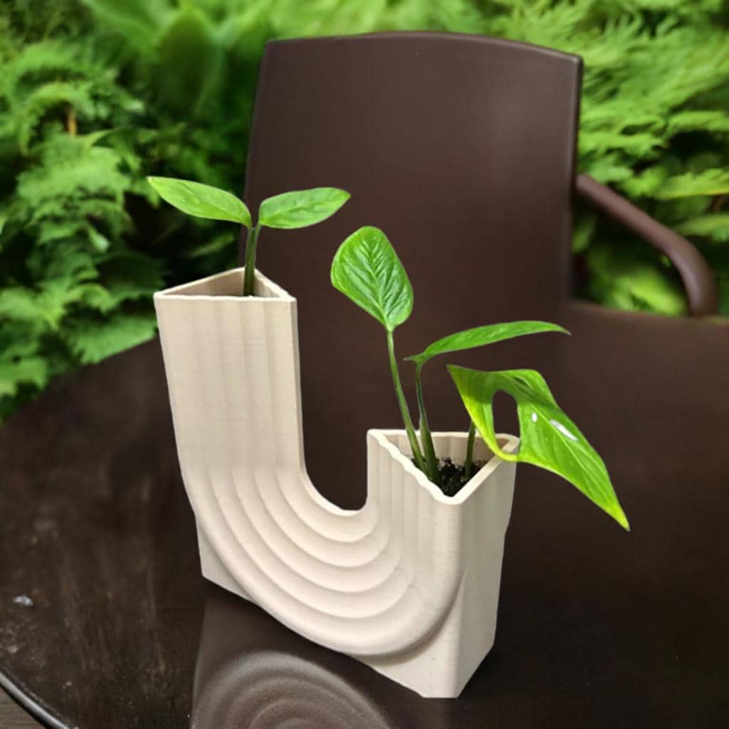 Modern Curved Planter with Drainage | Art Deco Style Plant Vase | Contemporary Plant Holder | Designer Plant Pot | Modern Home Decor - BatCountryCraftsUSA