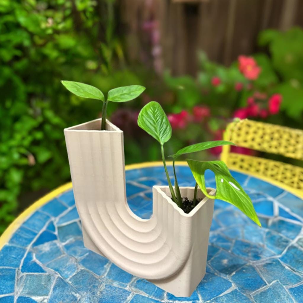Modern Curved Planter with Drainage | Art Deco Style Plant Vase | Contemporary Plant Holder | Designer Plant Pot | Modern Home Decor - BatCountryCraftsUSA