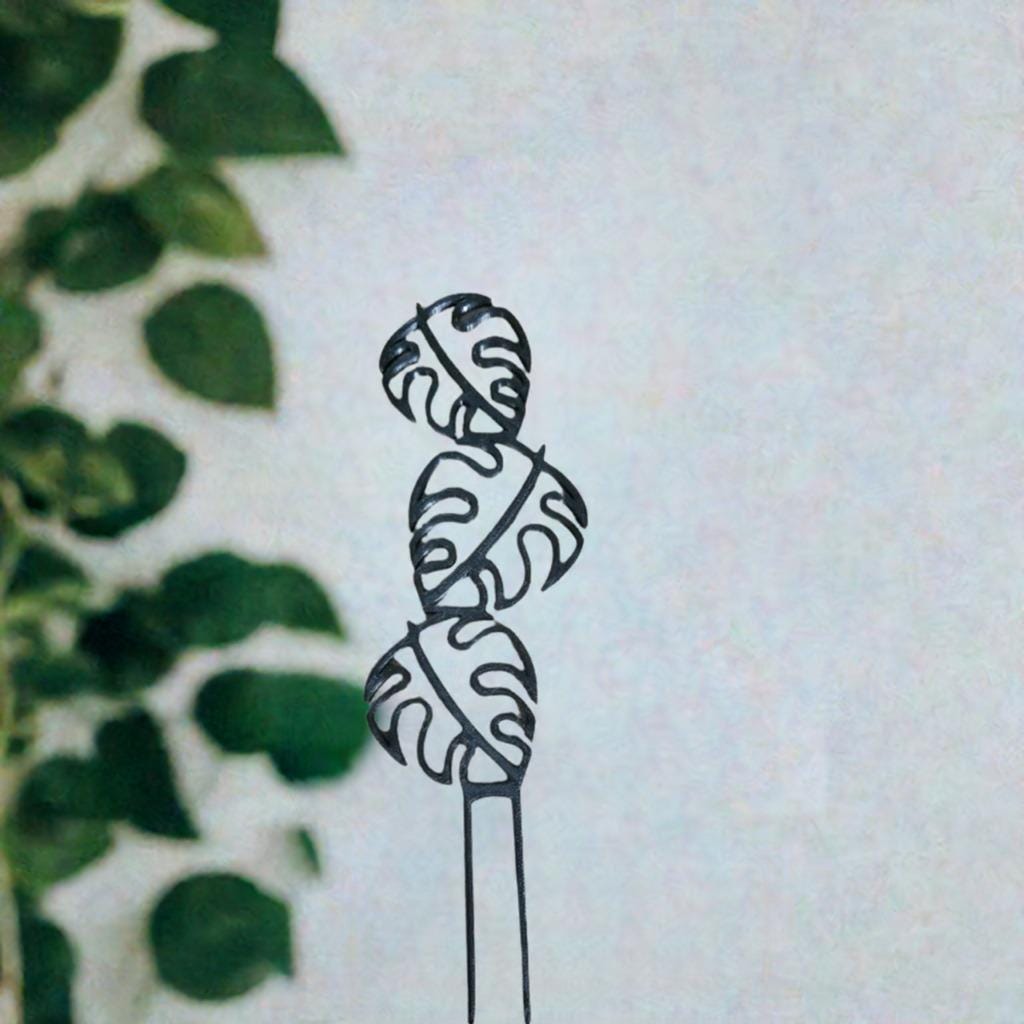 Monstera Leaf Plant Stakes Set of 3 | Decorative Garden Support | Tropical Plant Markers | Botanical Plant Decor - BatCountryCraftsUSA