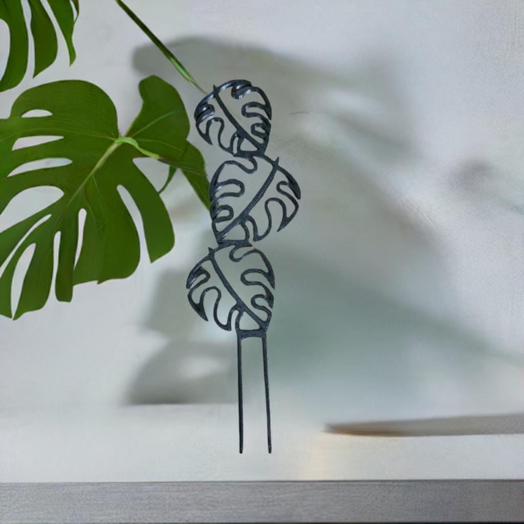 Monstera Leaf Plant Stakes Set of 3 | Decorative Garden Support | Tropical Plant Markers | Botanical Plant Decor - BatCountryCraftsUSA