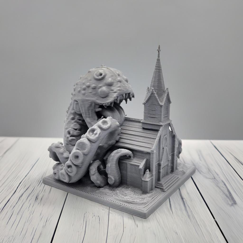 Cosmic Monster Miniature | Tentacle Beast Diorama | Eldritch Horror Figurine | Tabletop Gaming Piece | Gothic Terrain - BatCountryCraftsUSA