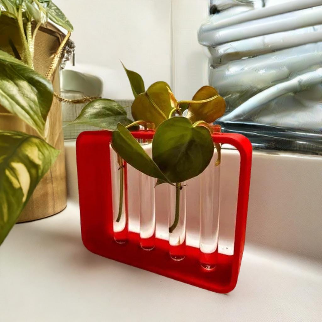 Plant Propagation Station | Test Tube Holder for Cuttings | Indoor Garden Hydroponic Growing Kit | 4-Tube Propagation Stand | Plant Rack - BatCountryCraftsUSA