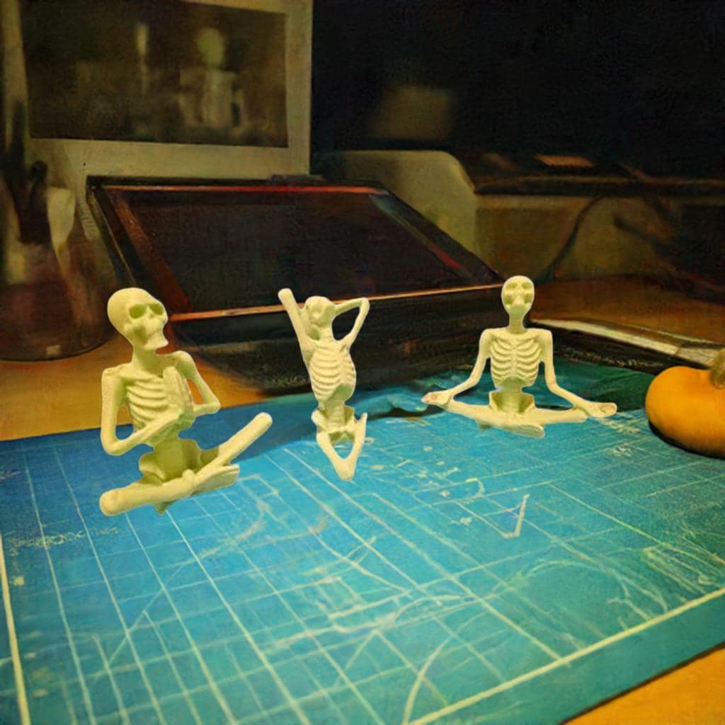 Skeleton Yoga Figurines | Set of 3 Poses | Gothic Home Decor | Yoga Lover Gift | Halloween Decoration | Meditation Art - BatCountryCraftsUSA