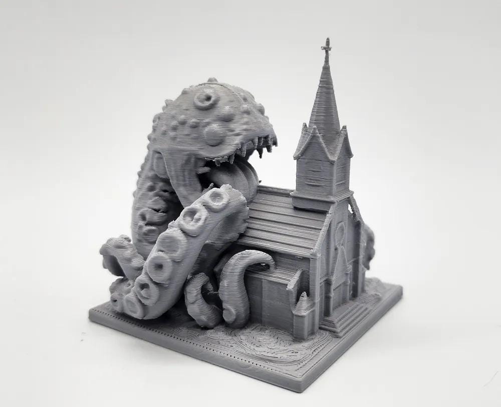 Cosmic Monster Miniature | Tentacle Beast Diorama | Eldritch Horror Figurine | Tabletop Gaming Piece | Gothic Terrain - BatCountryCraftsUSA