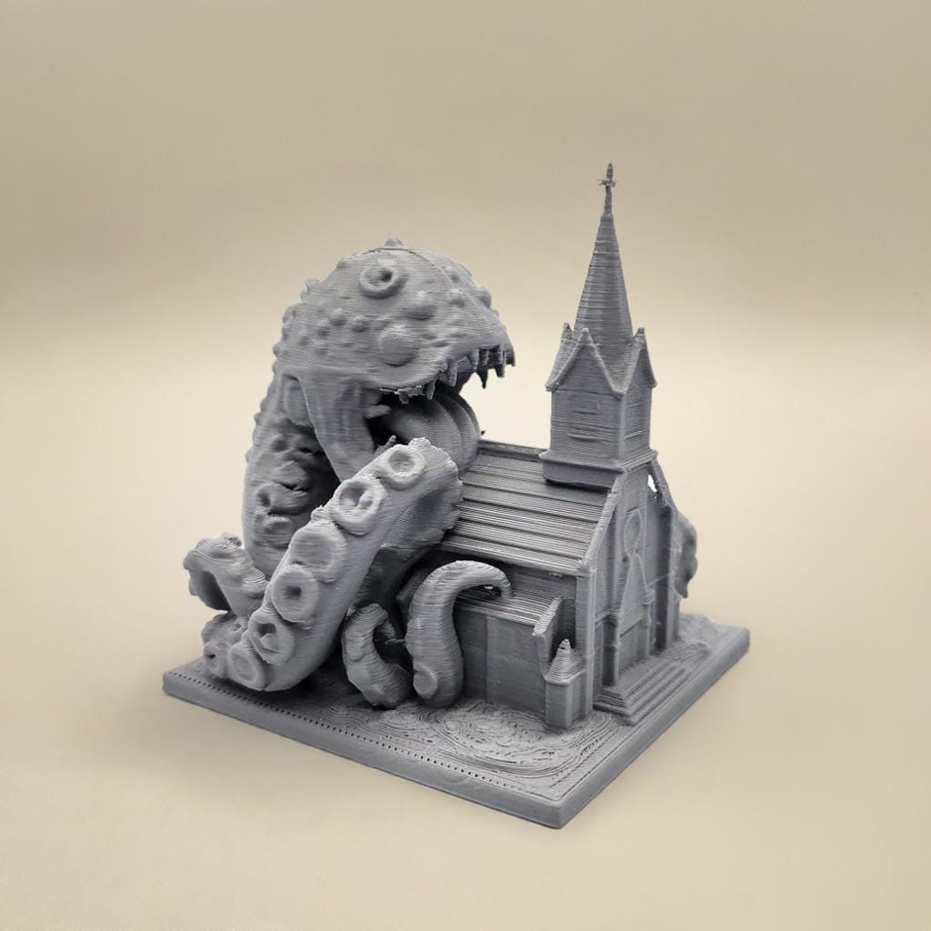Cosmic Monster Miniature | Tentacle Beast Diorama | Eldritch Horror Figurine | Tabletop Gaming Piece | Gothic Terrain - BatCountryCraftsUSA